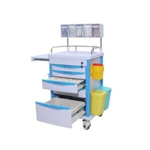Hospital Anaesthesia Trolley ABS Anesthesia Support Cart Transparent Drug Trays Waste Segregation Individual Lock for Hospital
