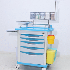 Medical Anesthesia Trolley with Lockable Metal Frame and ABS Drawers Hospital Anaesthesia Trolley